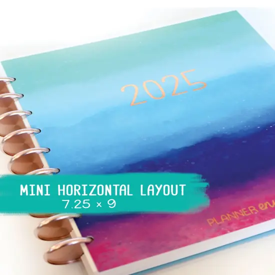 2025 Planner - Mini Horizontal Layout, Disc Bound - "Cool Hues" (#1008) {1}