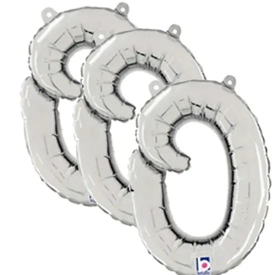 Betallic&reg; 14 Inch Script Letter O Silver Air Fill Only Balloon {3}