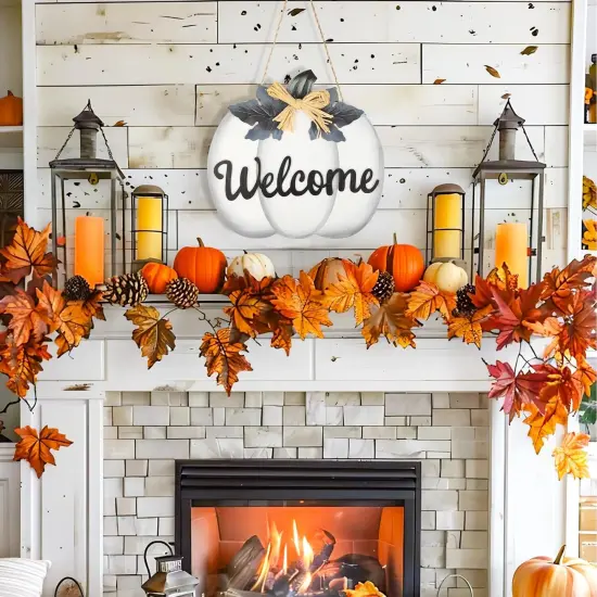 Fall Pumpkin Decoration - Welcome Sign (White) {4}