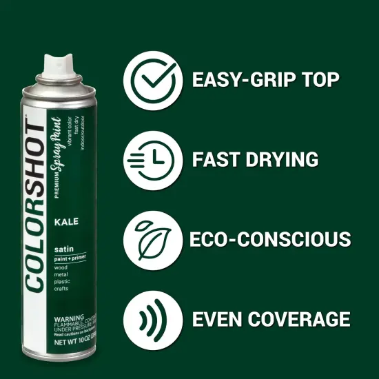 COLORSHOT Satin Spray Paint Kale (Dark Green) 10 oz. 4 Pack {4}