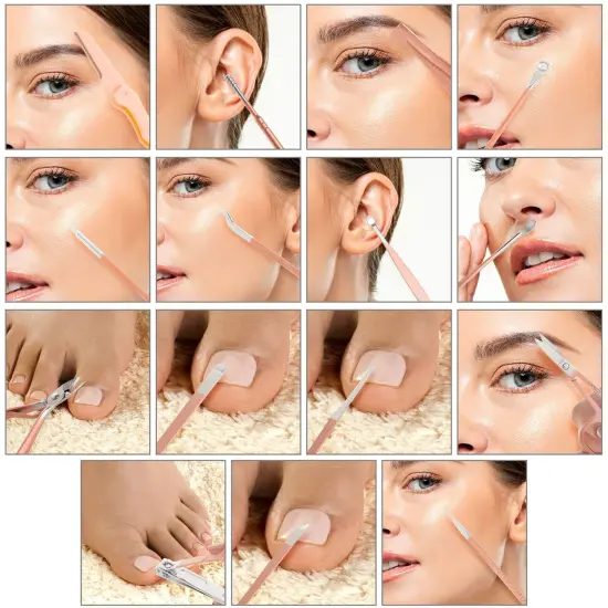 Okuna Outpost Pink Manicure Pedicure Kit, 23-in-1 Nail Clipper Set for Women (Includes Travel Case) {4}