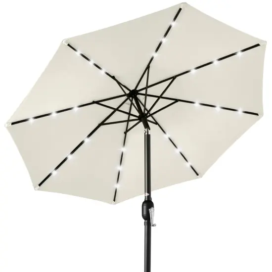 Best Choice Products 10ft Solar LED Lighted Patio Umbrella w/ Tilt Adjustment, UV-Resistant Fabric Ivory {1}