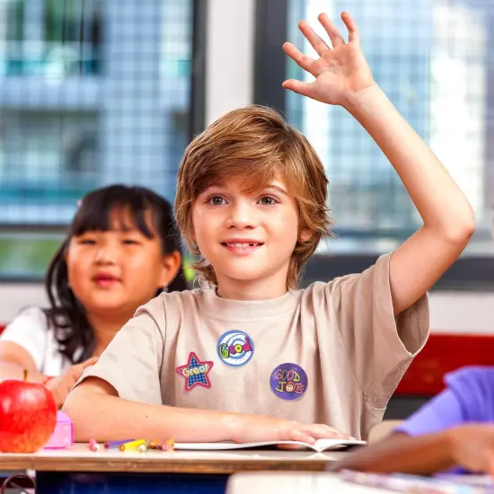 1080 Count Teacher Reward Motivational Stickers, Bulk Rolls for Students, Classroom Necessities, Daycare Supplies with 2 School Bus Dispensers (6 Rolls, 5.7x2.7x 2.5in) {4}