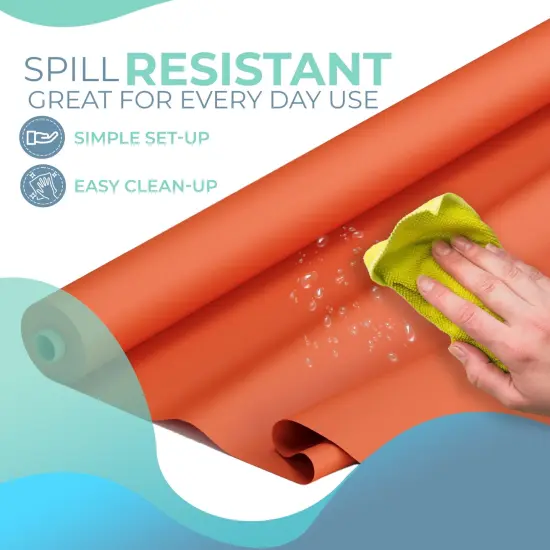 Exquisite Plastic Table Cover Roll &ndash; 40" x 300' Disposable Tablecloth Roll &ndash; Premium Thick 0.5 MIL Plastic Banquet Roll &ndash; Party Table Cover Roll for Events & Catering Orange {2}