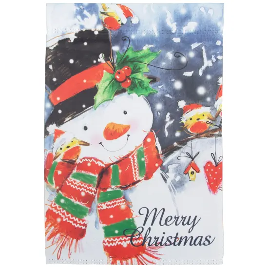 Northlight Snowman and Birds Merry Christmas Outdoor Garden Flag 12.5" x 18" White {3}