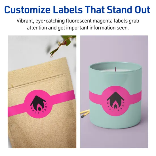 Avery Neon Magenta Paper Labels, 2-3/8" x 8" Wraparound {3}