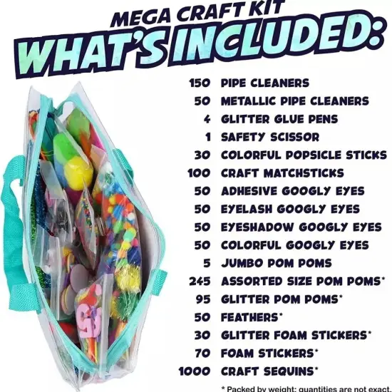 Art and Craft Kits &ndash; Mega Kids Arts & Crafts Supply Set (1750+ Pieces) for Ages 4&ndash;8 &ndash; Pom Poms, Pipe Cleaners, Googly Eyes, Foam, Feathers & More {2}