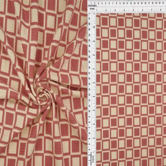 1 Yard Geo Checker 4X2 Yummy Rib Knit Fabric Stretch 58/60 Inches Wide SAGE DK {7}