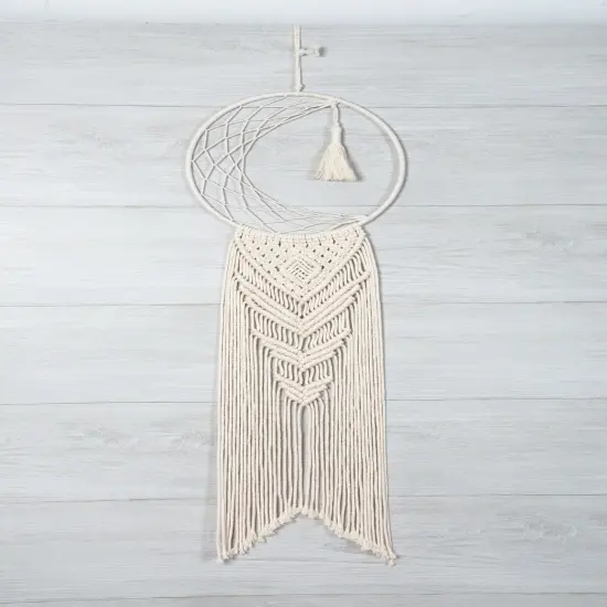 Solid Oak Macrame Decorative Hanging Kit-Moon Dreamcatcher {3}