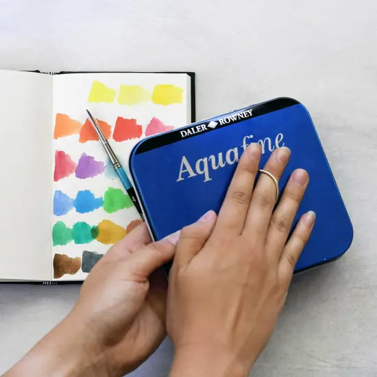 Daler-Rowney Aquafine Watercolor Paint Half Pan Travel Set-24/Pkg {6}