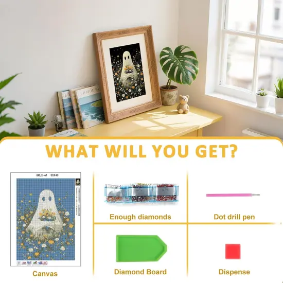 Halloween Ghost Flower Diamond Art Kits {4}