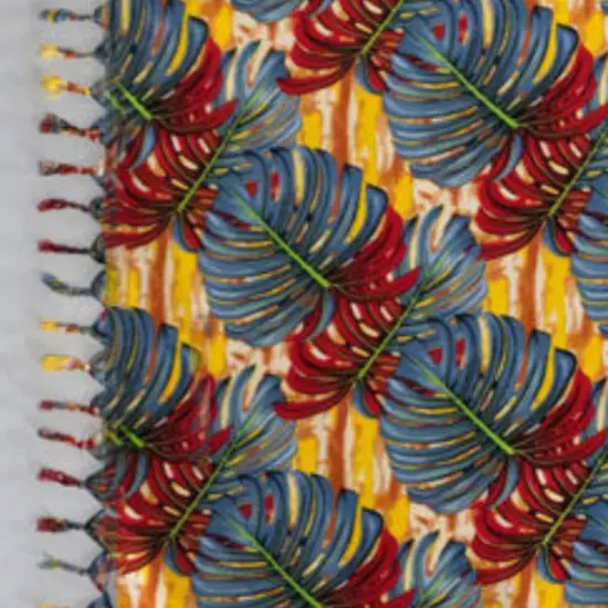 1 Yard Split Leaf Sarong with Fringes Rayon Fabric 72" L x 45" W Dark Turquoise {6}