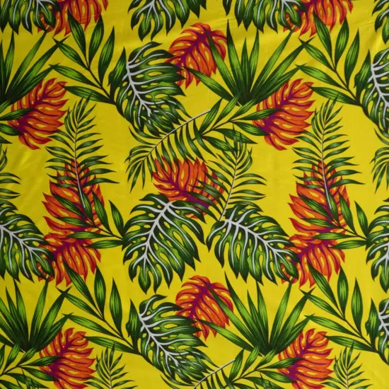 1 Yard Monstera & Split Leaves Rayon Poplin Fabric 44/45" Wide Lime Green {3}