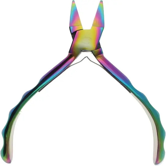 The Beadsmith Chroma Series Flat Nose Pliers, 5.5" (140mm) with Hardened Stainless-steel Head, Rainbow Titanium Coating, Contoured Comfort Grip Handle and Double-leaf Spring, Tool for Jewelry Making {1}