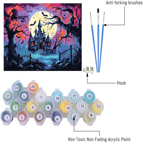 Haunted House Paint by Numbers Kit - 16 * 20inch {2}
