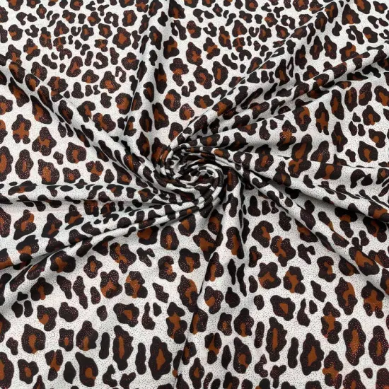 1 Yard Black Milliskin Leopard Foil Stretch Spandex Fabric 4 Way Flexible Knit 58-60 inches width Brown {5}