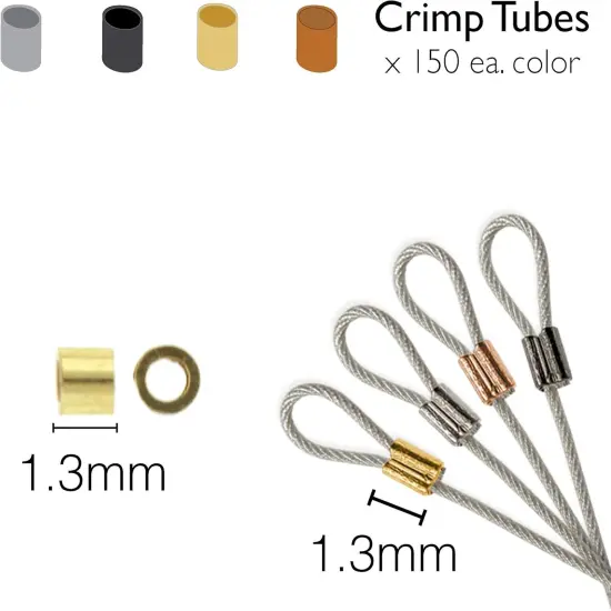 The Beadsmith Tube Crimp Beads, 1.8mm, Assorted Colors, 600 Pieces, Uniform Cylindrical Shape, No Sharp Edges, Designed to Secure The Ends of Jewelry Stringing Wires and Cables {4}
