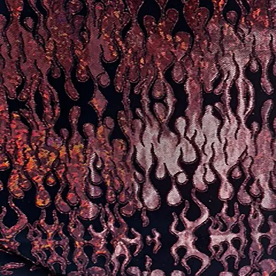 1 Yard Flocking Flame Hologram Nylon Spandex Tricot Fabric for Costumes Dancewear 60 Inch Width Red {6}