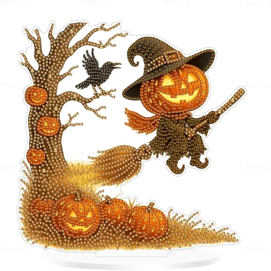 DIY Halloween Diamond Art Tabletop Kit - (Pumpkin and Scarecrow) {1}