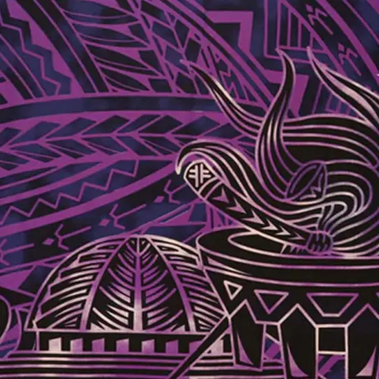 Talofa Samoa Kava Bowl Polyester Sarong 72" L x 45" W Purple {2}