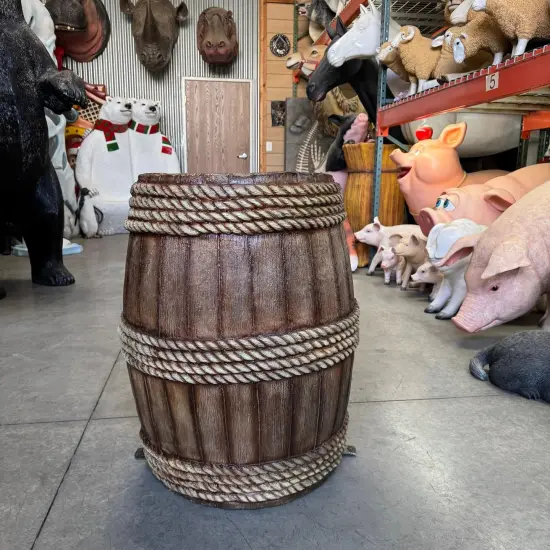 Barrel With Rope Life Size Statue {4}
