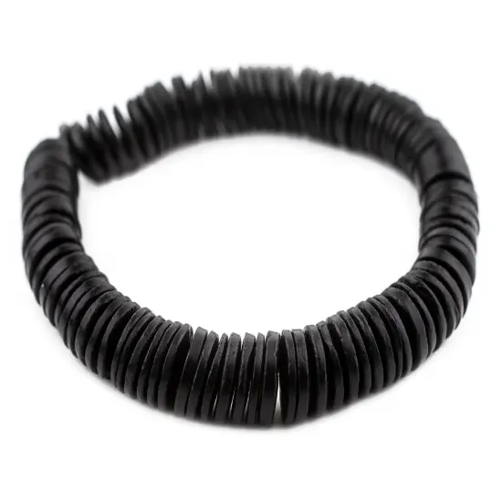 The Bead Chest Black Disk Coconut Shell Beads (20mm) {3}