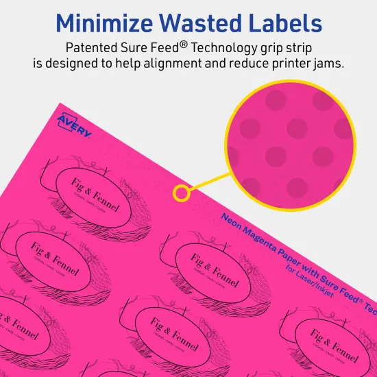 Avery Neon Magenta Paper Labels, 1-1/8" x 2-1/4" Oval {4}