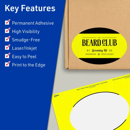 Avery Neon Yellow Paper Labels, 4" x 6" Oval {2}