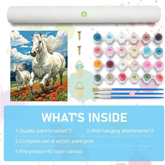 Paint by Numbers Kit for Adults Horse- Horses Adult Paint by Number Kits on Canvas, DIY Acrylic Oil Painting Kits for Wall Decoration {2}