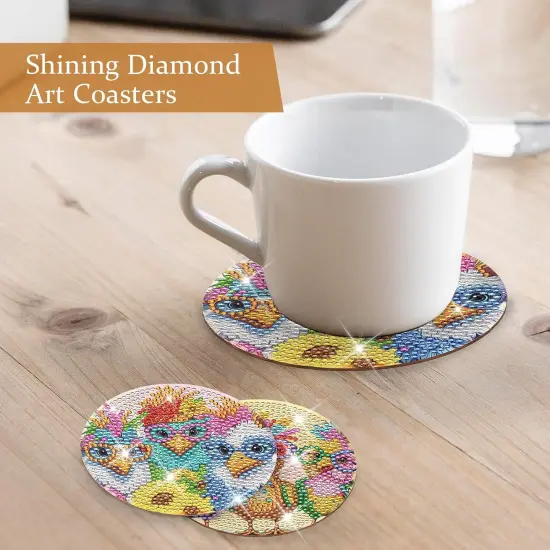 Chicken Diamond Art Painting Coasters - 8PCS Rooster Diamond Art Kits {2}