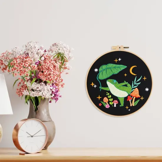 Frog Embroidery Kits for Beginners with Art Night Pattern {5}