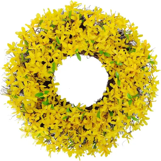 25 Inches Yellow Forsythia Flower Spring Wreath for Front Door {5}