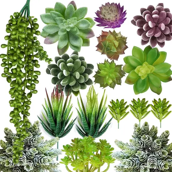 Artificial Succulent Plants - 16 Pcs Set Faux Succulents Unpotted Fake Succulent Plants, Premium Crafting DIY Floral Decor for Home Garden Office Party (High Realistic) {2}