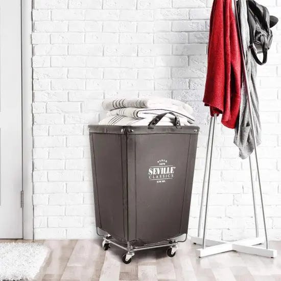 Large Commercial Heavy Duty Rolling Steel Frame Laundry Hamper(Patented), 18.1" D x 18.1" W, Gray {5}