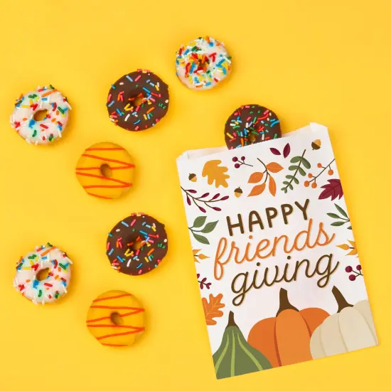 Big Dot of Happiness Fall Friends Thanksgiving Paper Treat Bags, Individual Candy Snack Favors, Greaseproof White Sandwich Cookie Bags - 25 Count {4}