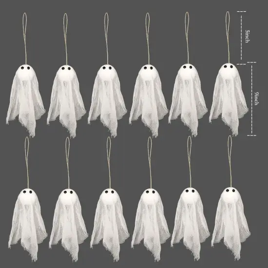 12 Small Hanging Ghost Halloween Party Decoration {2}