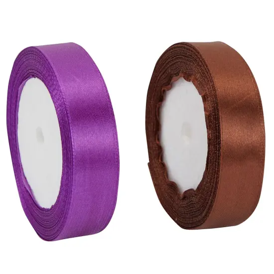 50-Pack Brown Kraft Paper Gift Boxes, 3x3x3-Inch Boxes for Party Favors with 2 Rolls of 72-foot x 0.75-Inch Satin Ribbon in 2 Colors with 50 Round Gold 1.5-Inch Stickers {7}