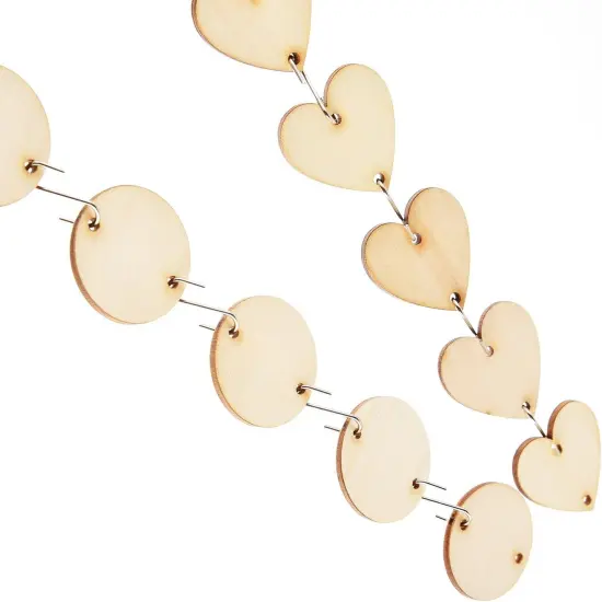 240 Pcs Wooden Circle Set 120 Pcs Wooden Heart Round Tags with Holes 120 Pcs S Shaped Hook {3}