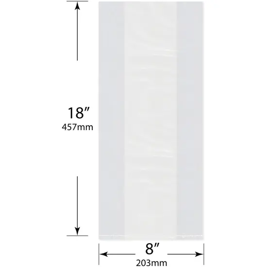 Plymor 8" x 4" x 18" (Pack of 100), 1 Mil Gusseted Plastic Bags {3}