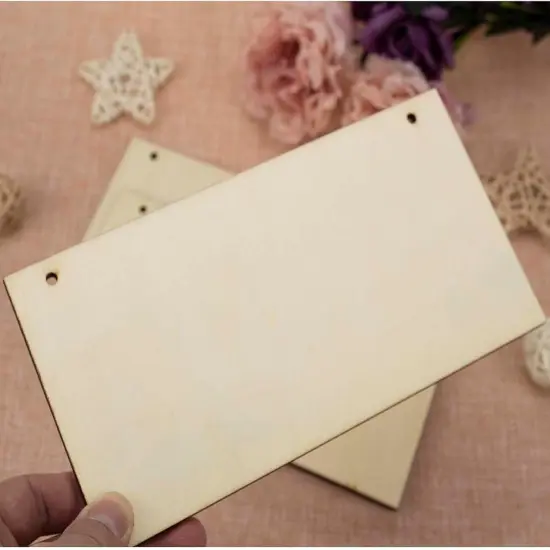 3pcs Unfinished Wood Sign Blank Rectangle Hanging Wooden Plaque {2}