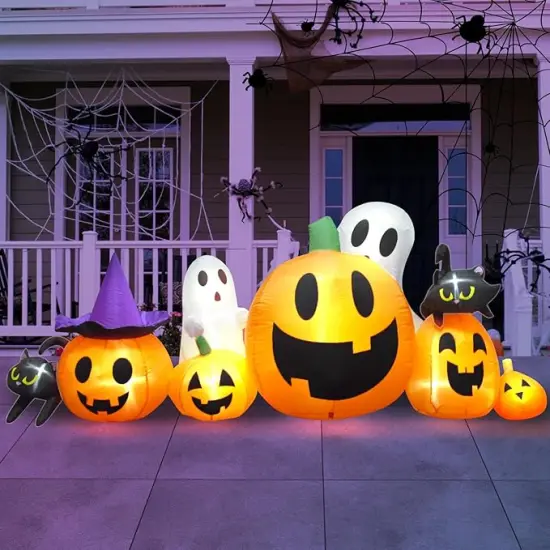 Halloween Inflatables Pumpkin Decorations Outdoor, Blow Up Yard Inflatable Halloween Pumpkin Ghost Black Cat {5}