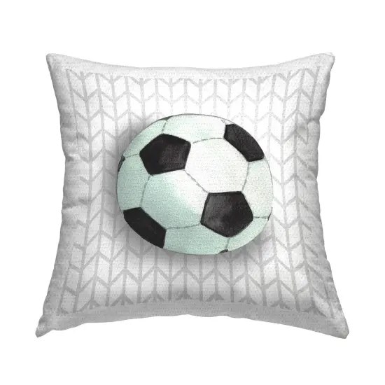 Soccer Ball on Chevron Design by Sharon Kuplack Outdoor Printed Pillow  {1}