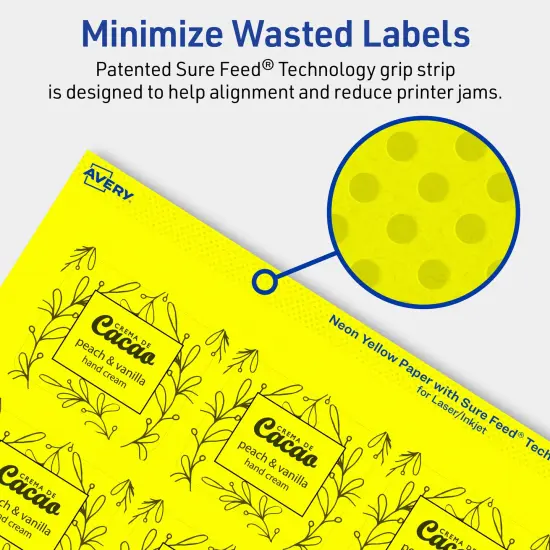 Avery Neon Yellow Paper Labels, 1-13/16" x 2-3/16" Rectangle {4}