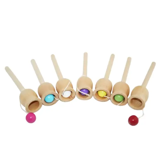 Kitcheniva Plop In The Top A Classic Ball And Cup Old Time Wooden Kids Toy Party Favors Red {2}