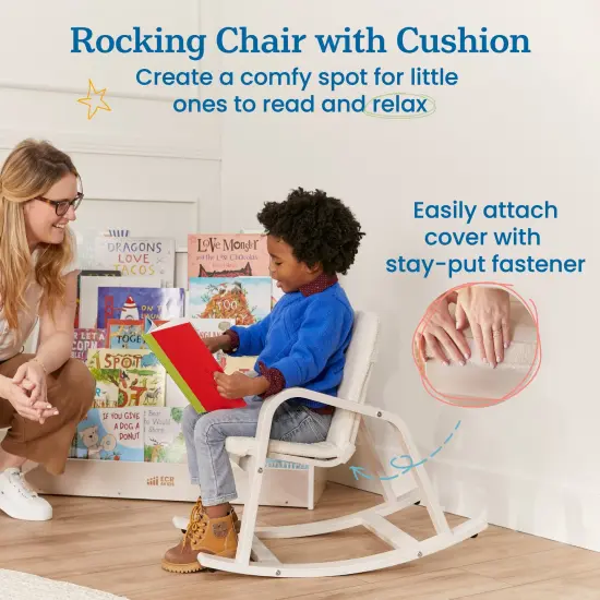 Bentwood Rocking Chair with Cushion, Kids Furniture White Wash {3}