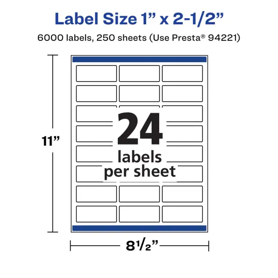 Avery Matte White Rectangle Labels, 1" x 2.5" {5}