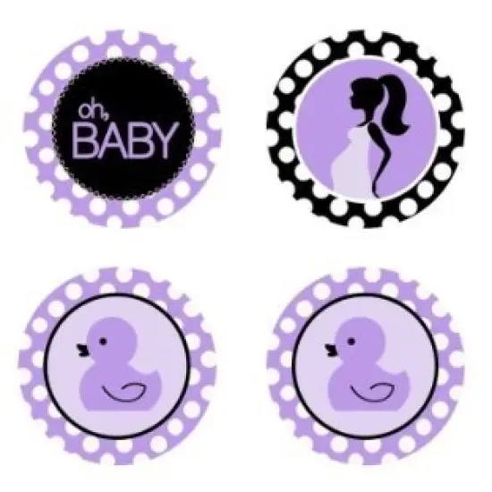 Edible Cupcake Toppers Baby Shower Purple Decoration {1}