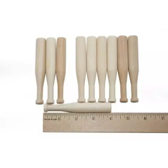 Kitcheniva Miniature Baseball Bats 4" x 9/16" 10 Pcs Small Wood Balls 1/2" Crafts {3}