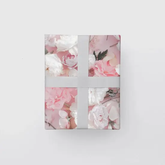 Pastel Pink Floral Wrapping Paper {1}