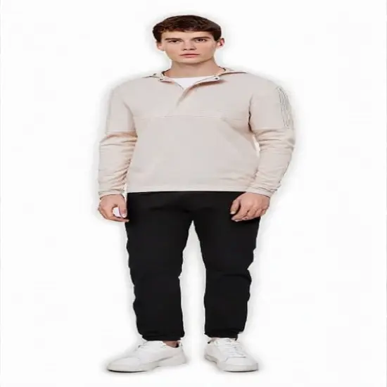 Adidas® Half Zip Hooded Jacket Cotton & Recycled Polyester Black {3}